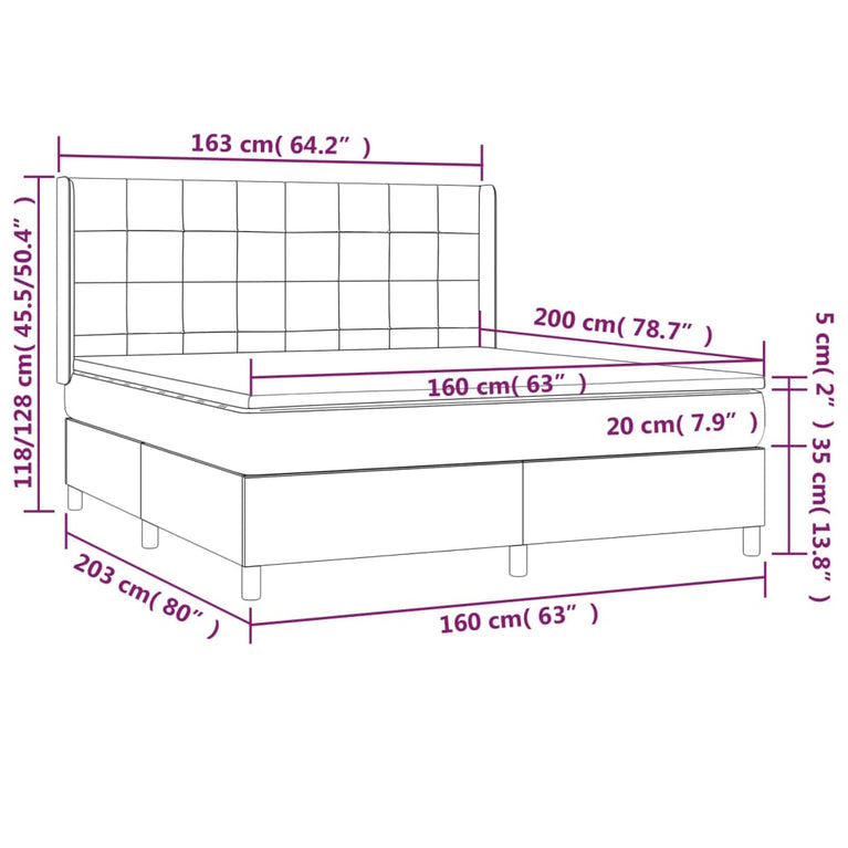 Boxspring met matras stof zwart 160x200 cm