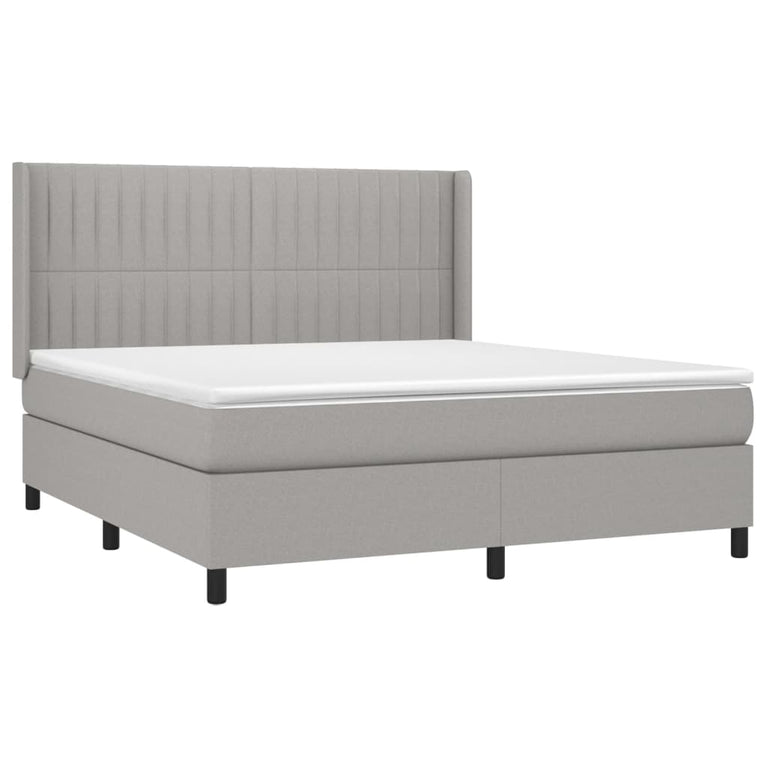 Boxspring met matras stof lichtgrijs 160x200 cm