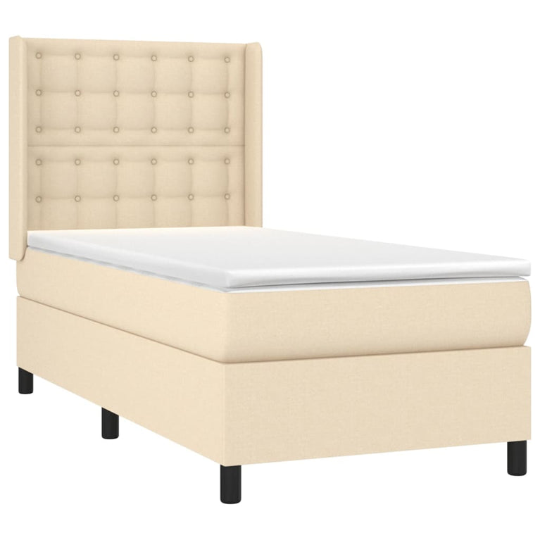 Boxspring met matras stof crèmekleurig 100x200 cm