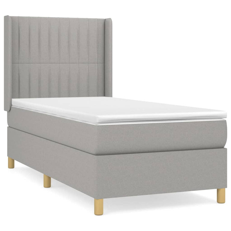Boxspring met matras stof lichtgrijs 80x200 cm