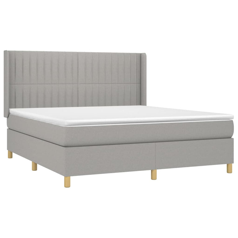 Boxspring met matras stof lichtgrijs 160x200 cm