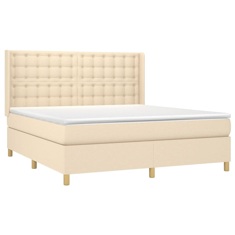Boxspring met matras stof crèmekleurig 180x200 cm
