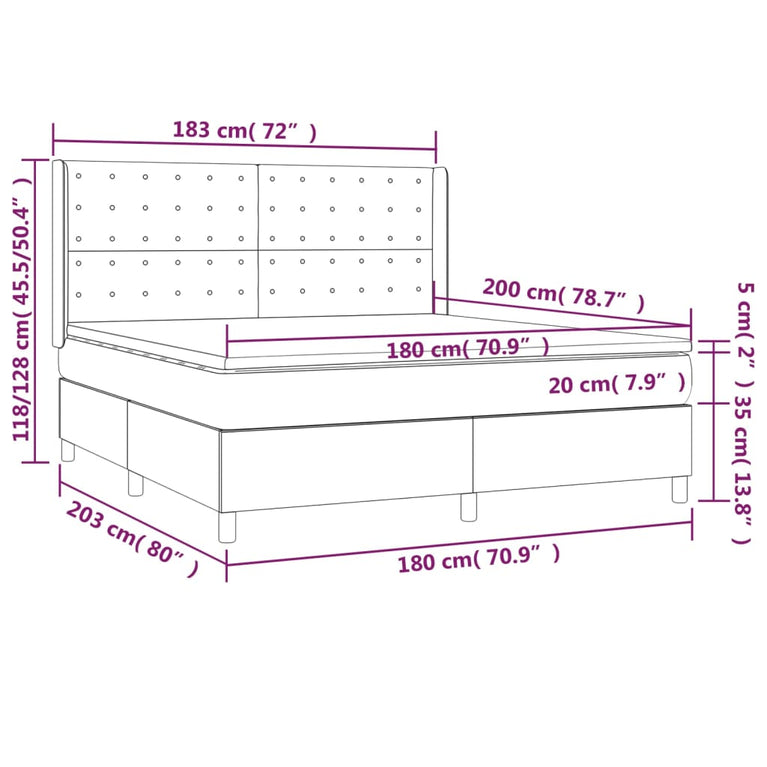 Boxspring met matras stof crèmekleurig 180x200 cm