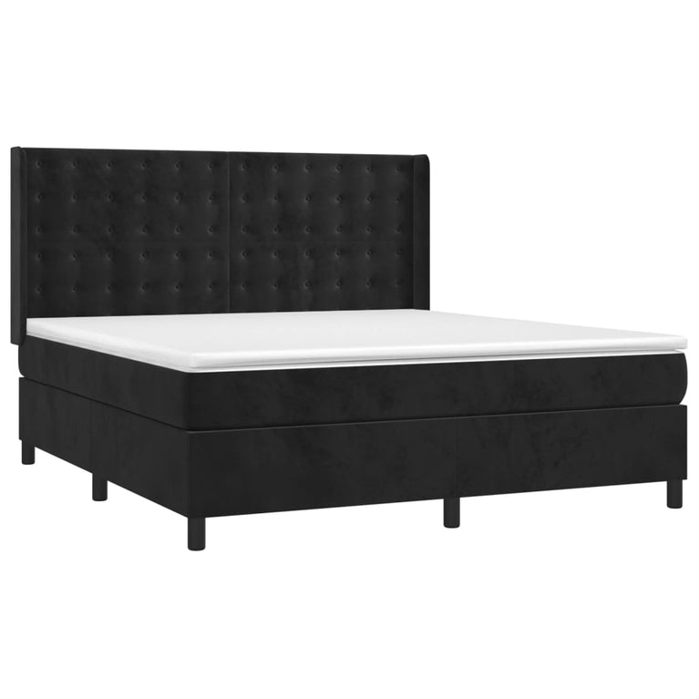 Boxspring met matras fluweel zwart 160x200 cm