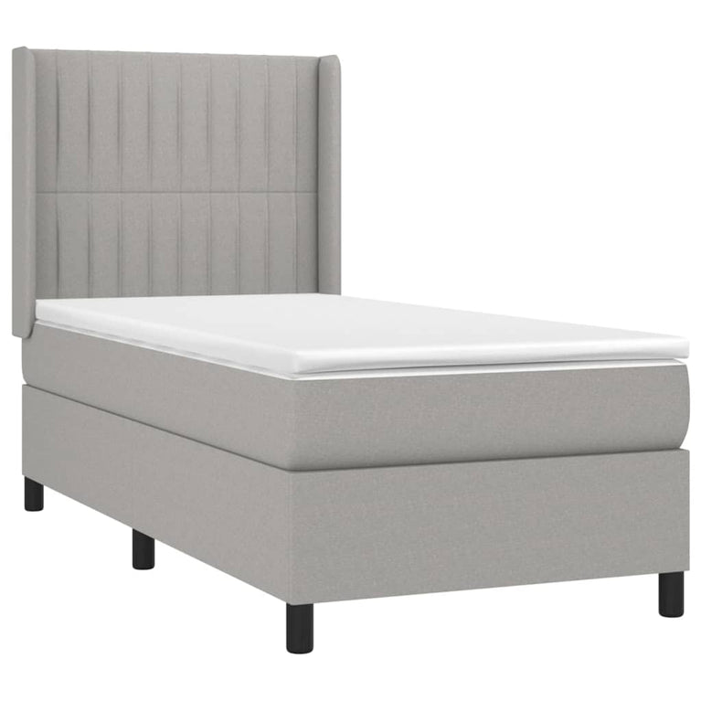 Boxspring met matras en LED stof lichtgrijs 80x200 cm
