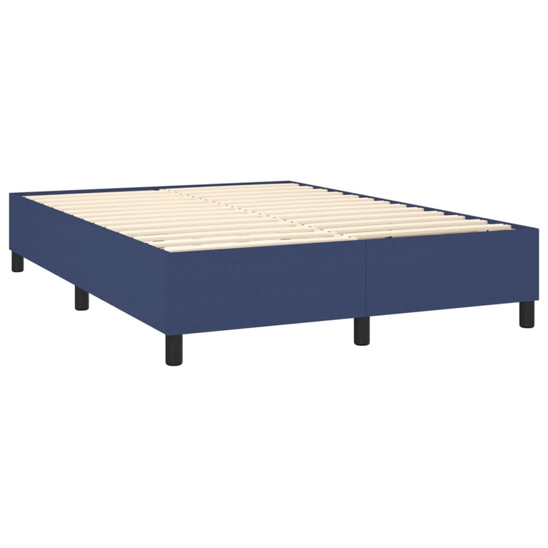 Boxspring met matras en LED stof blauw 140x190 cm