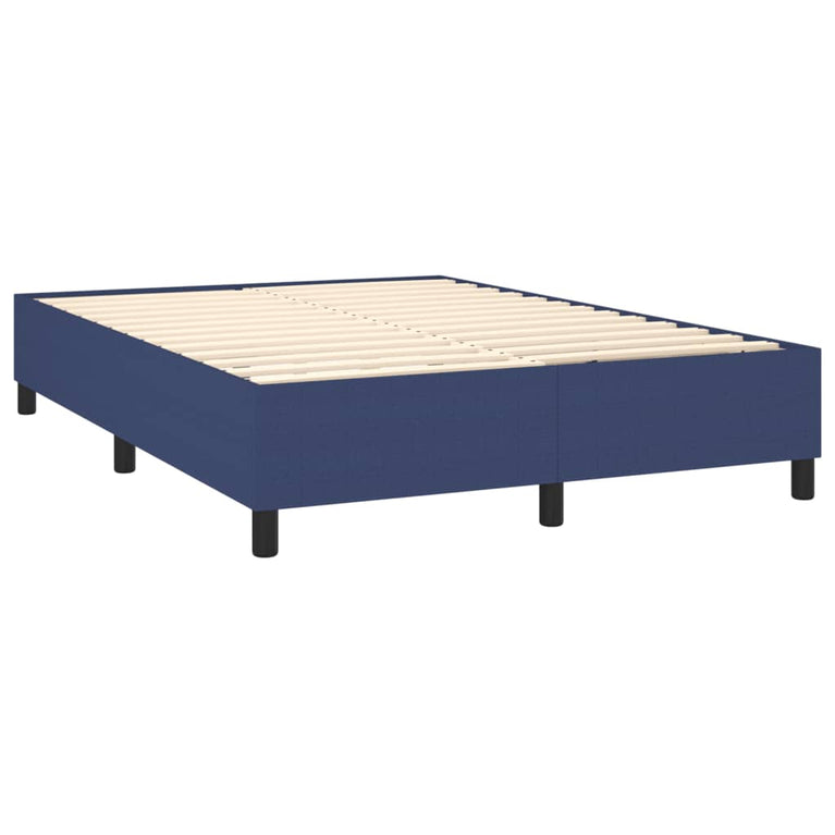Boxspring met matras en LED stof blauw 140x200 cm