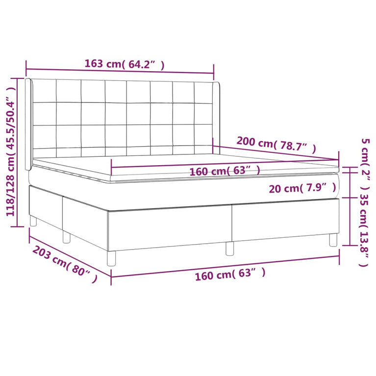 Boxspring met matras en LED stof zwart 160x200 cm