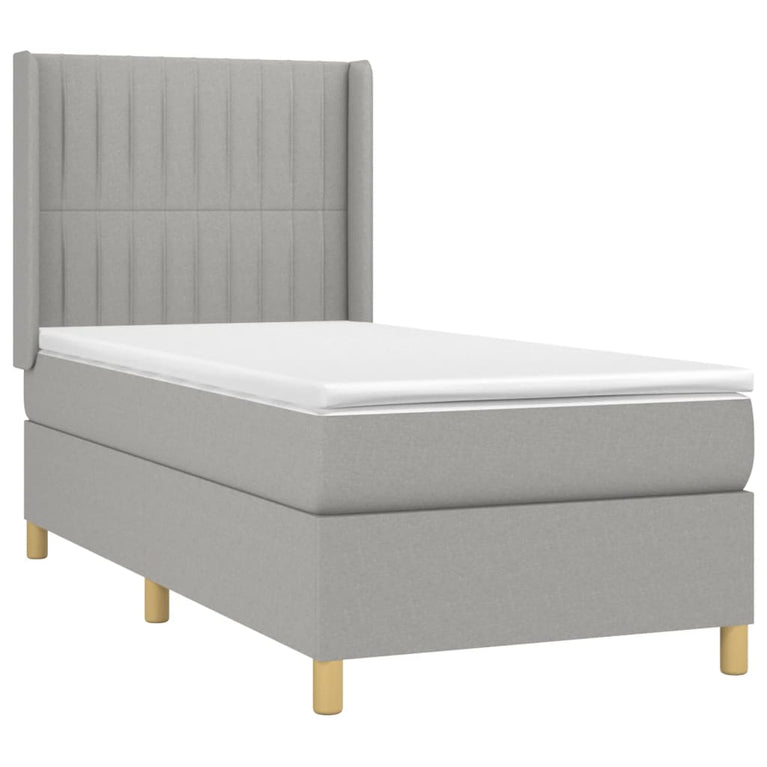 Boxspring met matras en LED stof lichtgrijs 80x200 cm