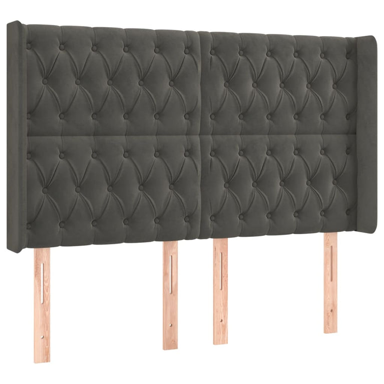 Boxspring met matras en LED fluweel donkergrijs 140x190 cm