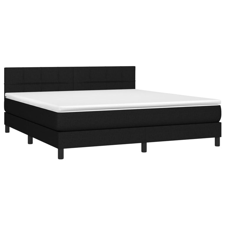 Boxspring met matras en LED stof zwart 160x200 cm