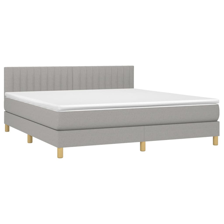Boxspring met matras en LED stof lichtgrijs 160x200 cm