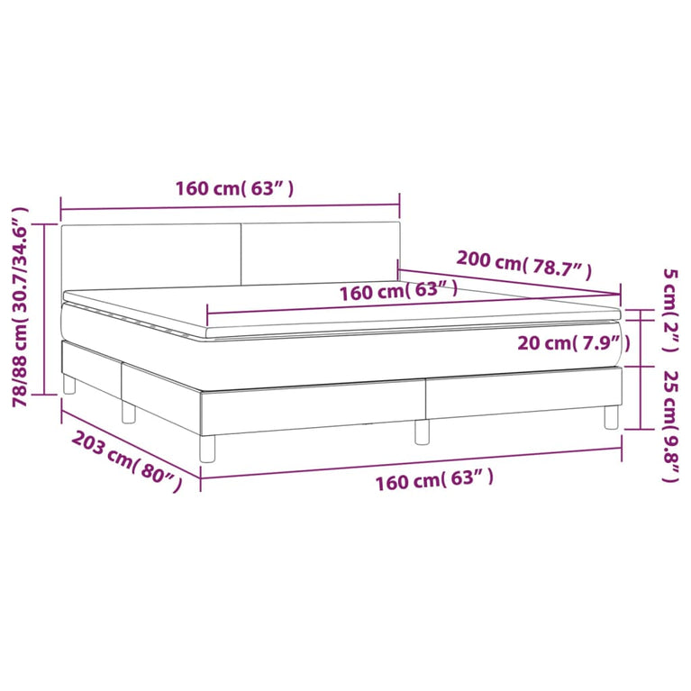 Boxspring met matras en LED kunstleer grijs 160x200 cm