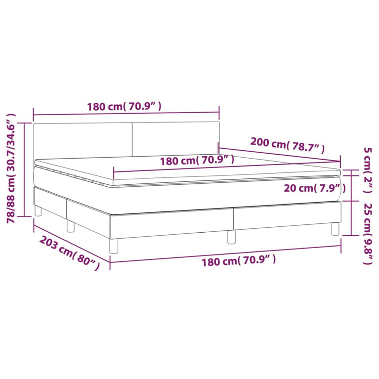 Boxspring met matras en LED kunstleer cappuccinokleur 180x200cm