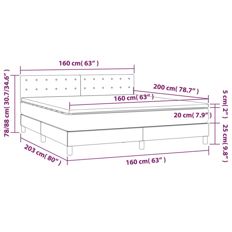 Boxspring met matras en LED kunstleer grijs 160x200 cm