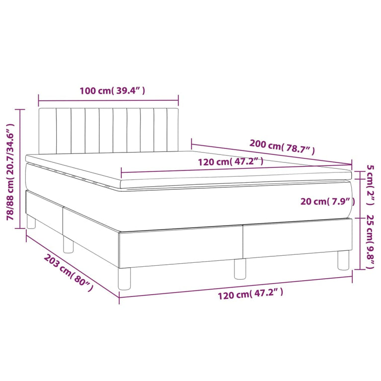 Boxspring met matras en LED fluweel donkergrijs 120x200 cm