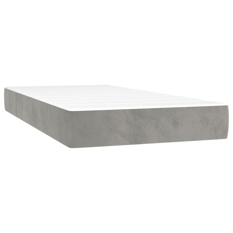 Boxspring met matras en LED fluweel lichtgrijs 90x200 cm