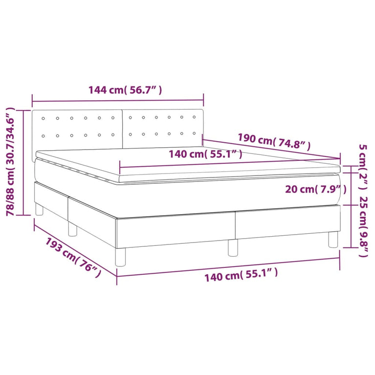 Boxspring met matras en LED fluweel donkerblauw 140x190 cm
