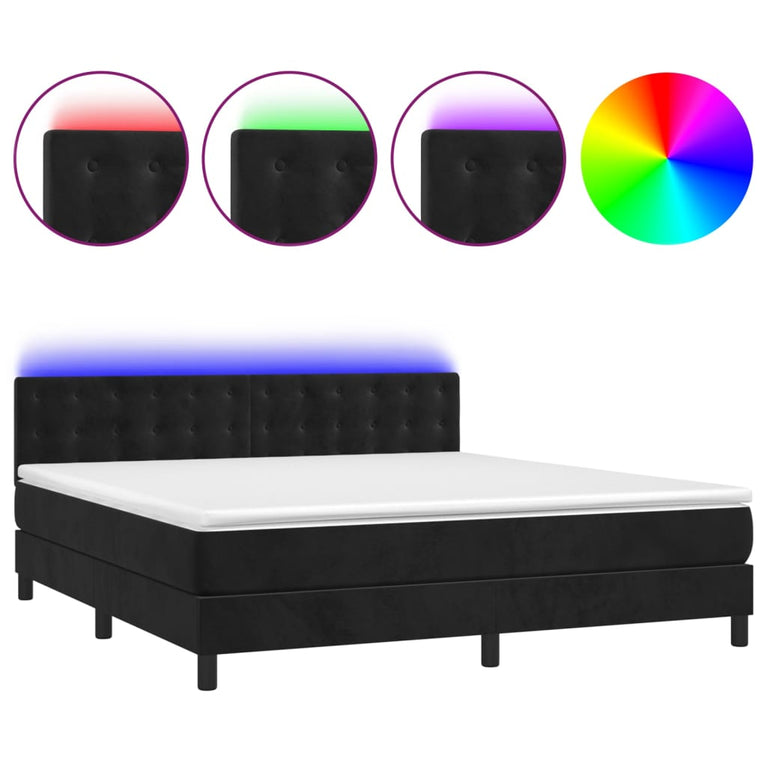 Boxspring met matras en LED fluweel zwart 160x200 cm