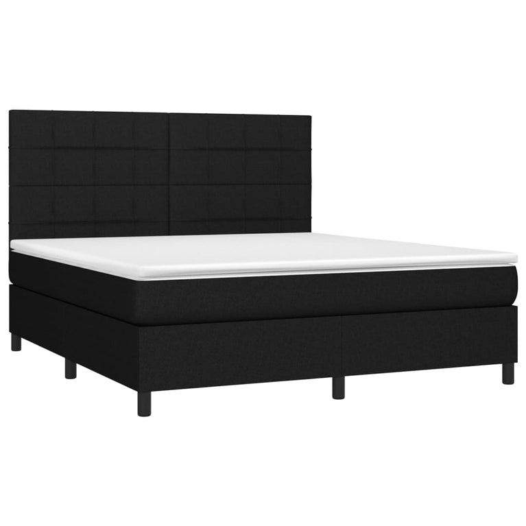 Boxspring met matras en LED stof zwart 160x200 cm