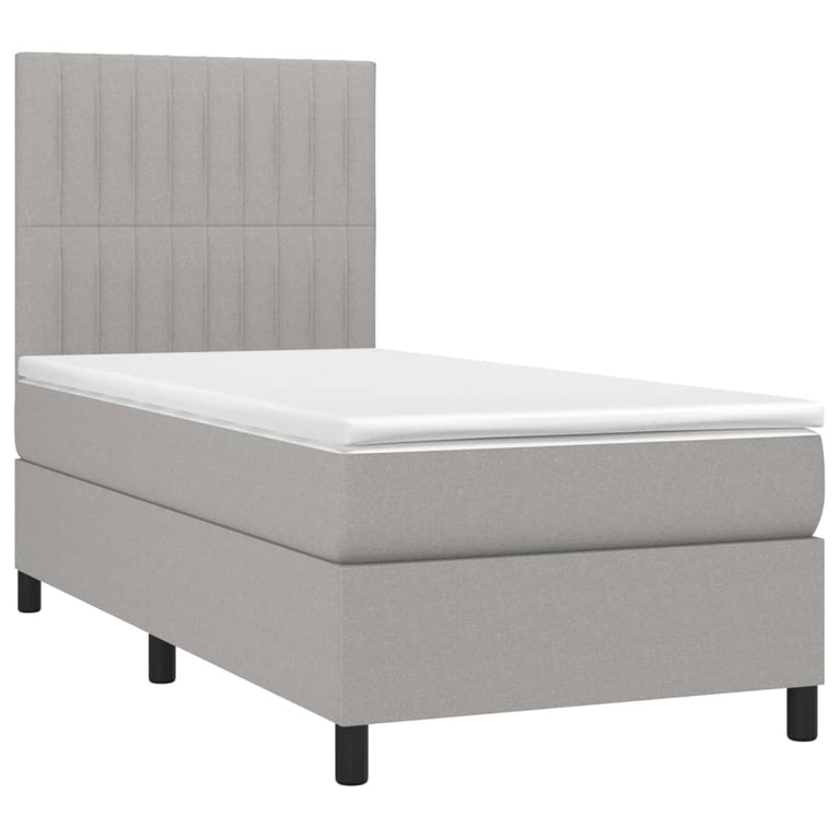 Boxspring met matras en LED stof lichtgrijs 80x200 cm