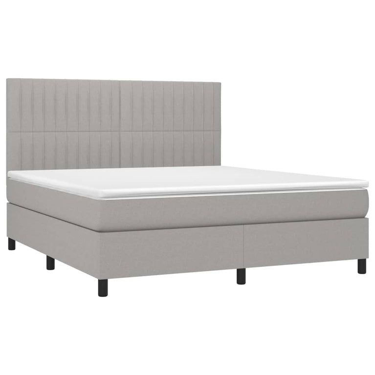 Boxspring met matras en LED stof lichtgrijs 160x200 cm