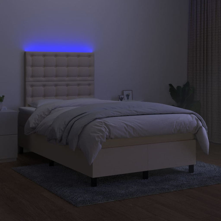 Boxspring met matras en LED stof crèmekleurig 120x200 cm
