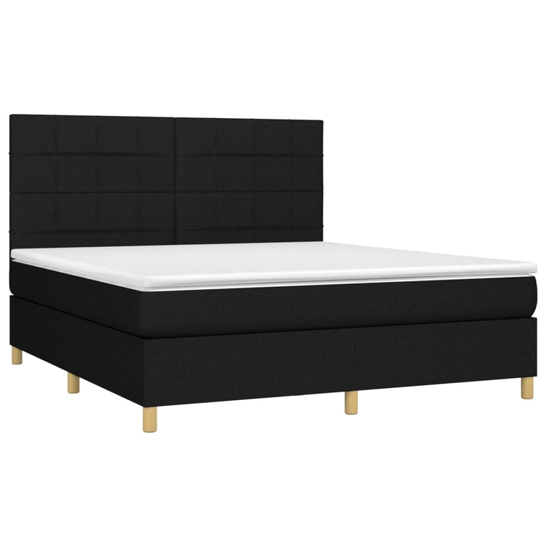Boxspring met matras en LED stof zwart 160x200 cm