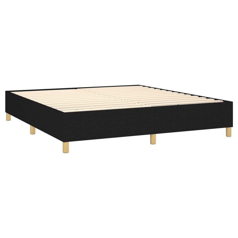 Boxspring met matras en LED stof zwart 160x200 cm