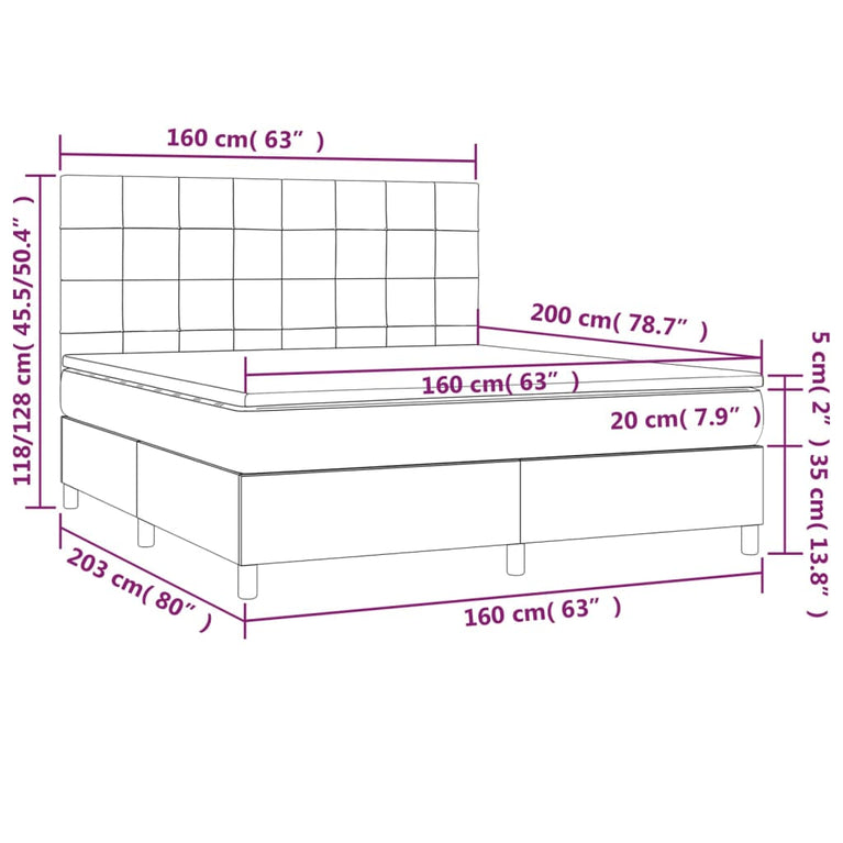 Boxspring met matras en LED stof zwart 160x200 cm