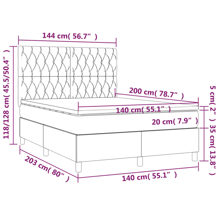 Boxspring met matras en LED fluweel donkergrijs 140x200 cm