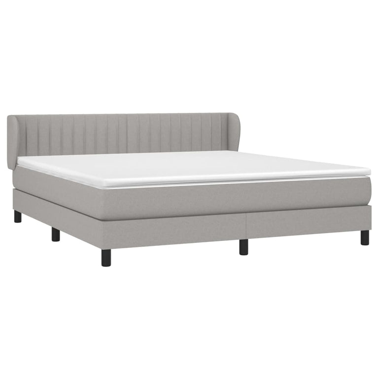 Boxspring met matras stof lichtgrijs 160x200 cm