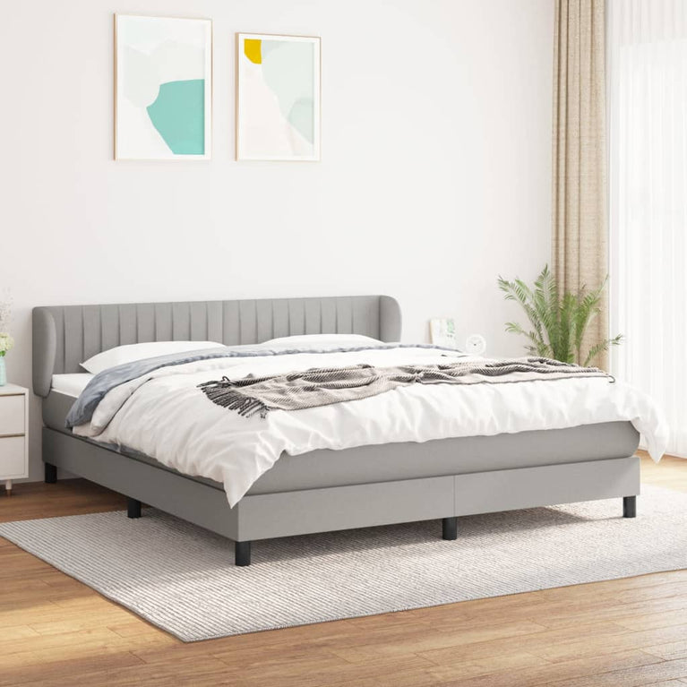 Boxspring met matras stof lichtgrijs 160x200 cm