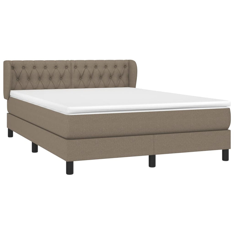 Boxspring met matras stof taupe 140x190 cm