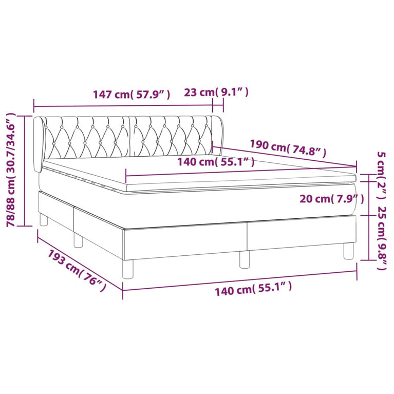 Boxspring met matras stof taupe 140x190 cm