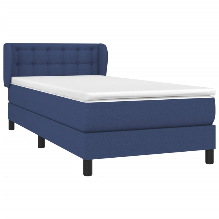 Boxspring met matras stof blauw 80x200 cm