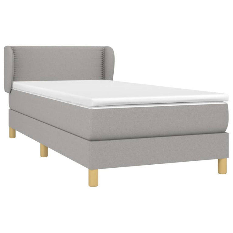 Boxspring met matras stof lichtgrijs 90x190 cm