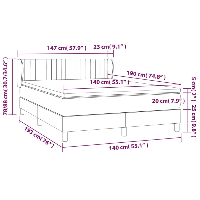 Boxspring met matras stof taupe 140x190 cm