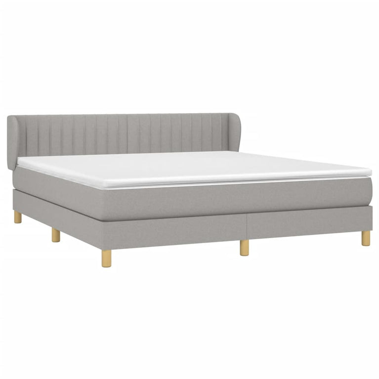 Boxspring met matras stof lichtgrijs 160x200 cm