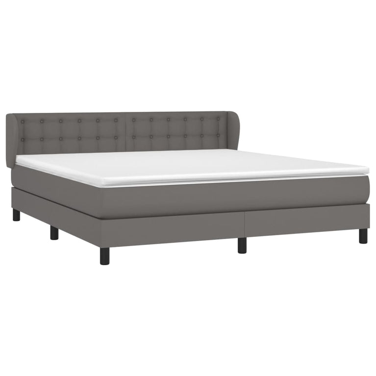 Boxspring met matras kunstleer grijs 160x200 cm