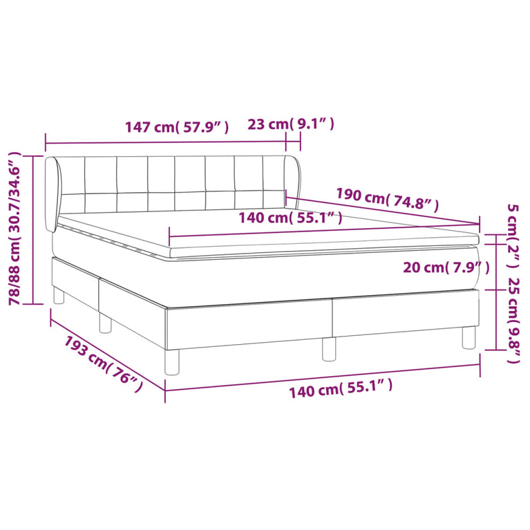 Boxspring met matras fluweel zwart 140x190 cm