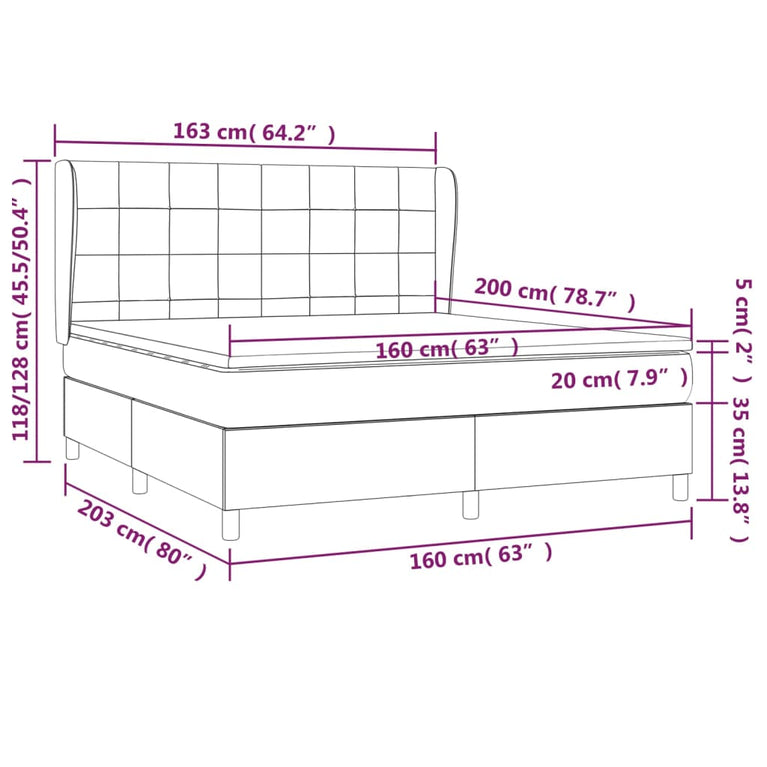 Boxspring met matras stof zwart 160x200 cm