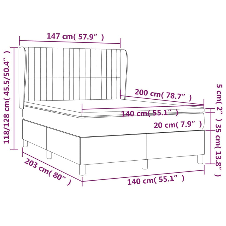 Boxspring met matras stof donkerbruin 140x200 cm
