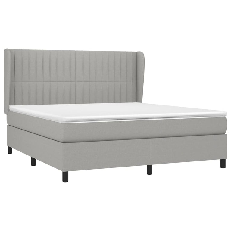 Boxspring met matras stof lichtgrijs 160x200 cm