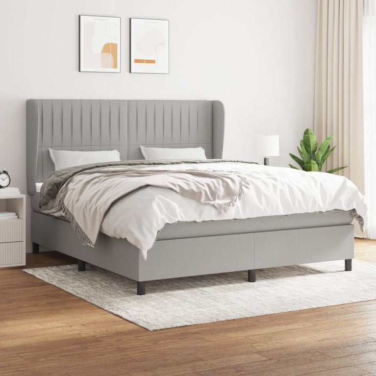 Boxspring met matras stof lichtgrijs 160x200 cm