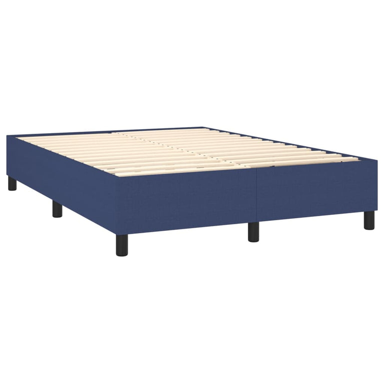 Boxspring met matras stof blauw 140x200 cm