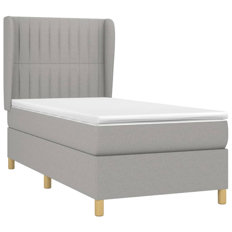 Boxspring met matras stof lichtgrijs 80x200 cm