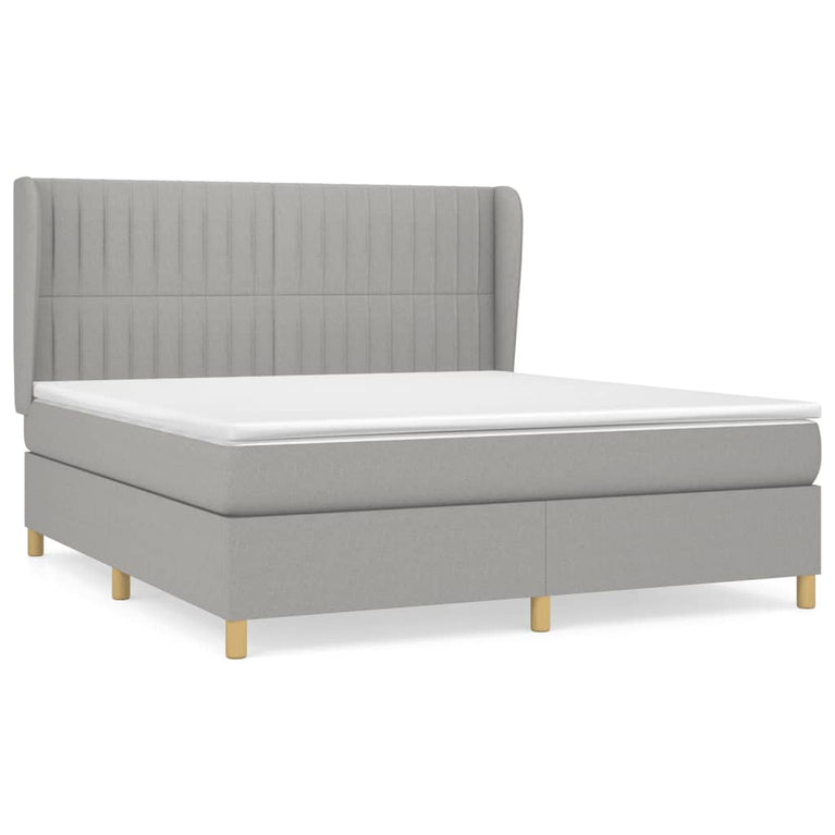 Boxspring met matras stof lichtgrijs 160x200 cm