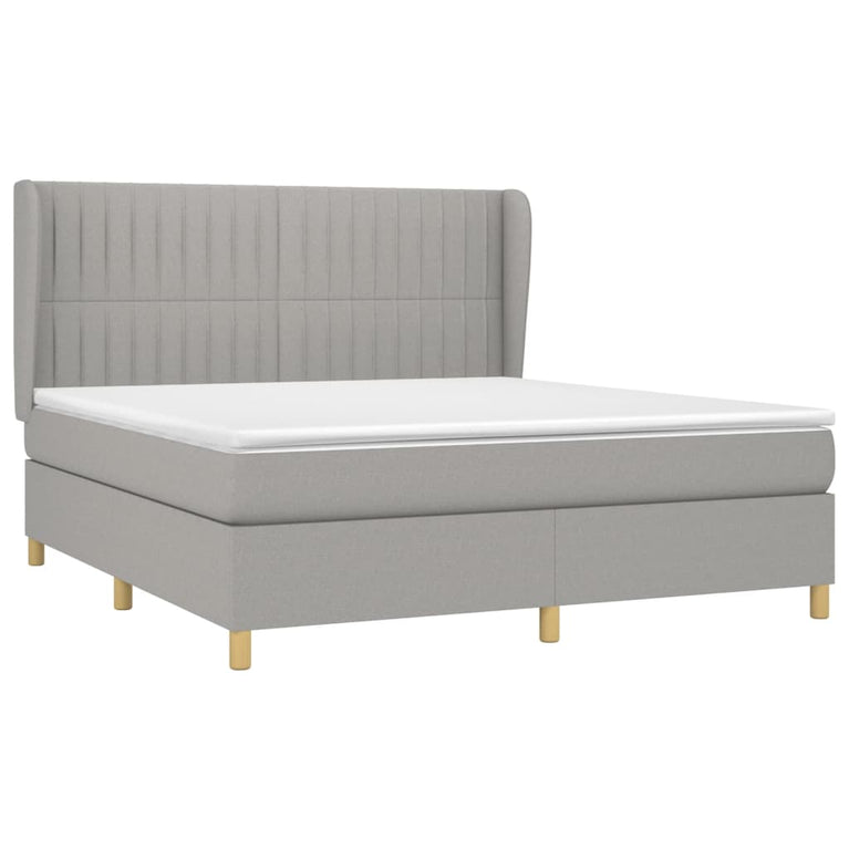 Boxspring met matras stof lichtgrijs 160x200 cm