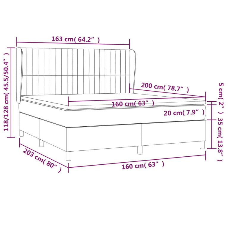 Boxspring met matras stof lichtgrijs 160x200 cm